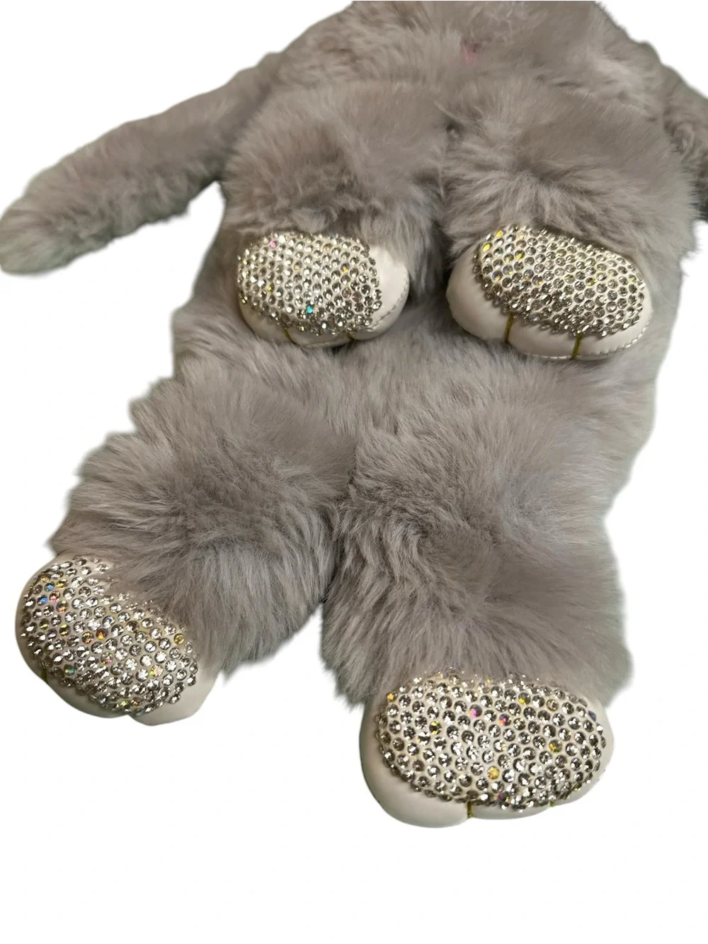 Grey Messenger Cross Body Bag Bejeweled Paws Bunny Rabbit Small - Picture 3 of 6